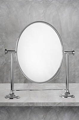 Queen Anne Large Oval Vanity Mirror English Silver Plate