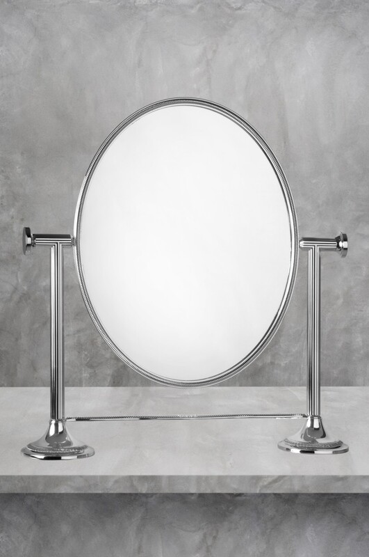 Queen Anne Large Oval Vanity Mirror English Silver Plate