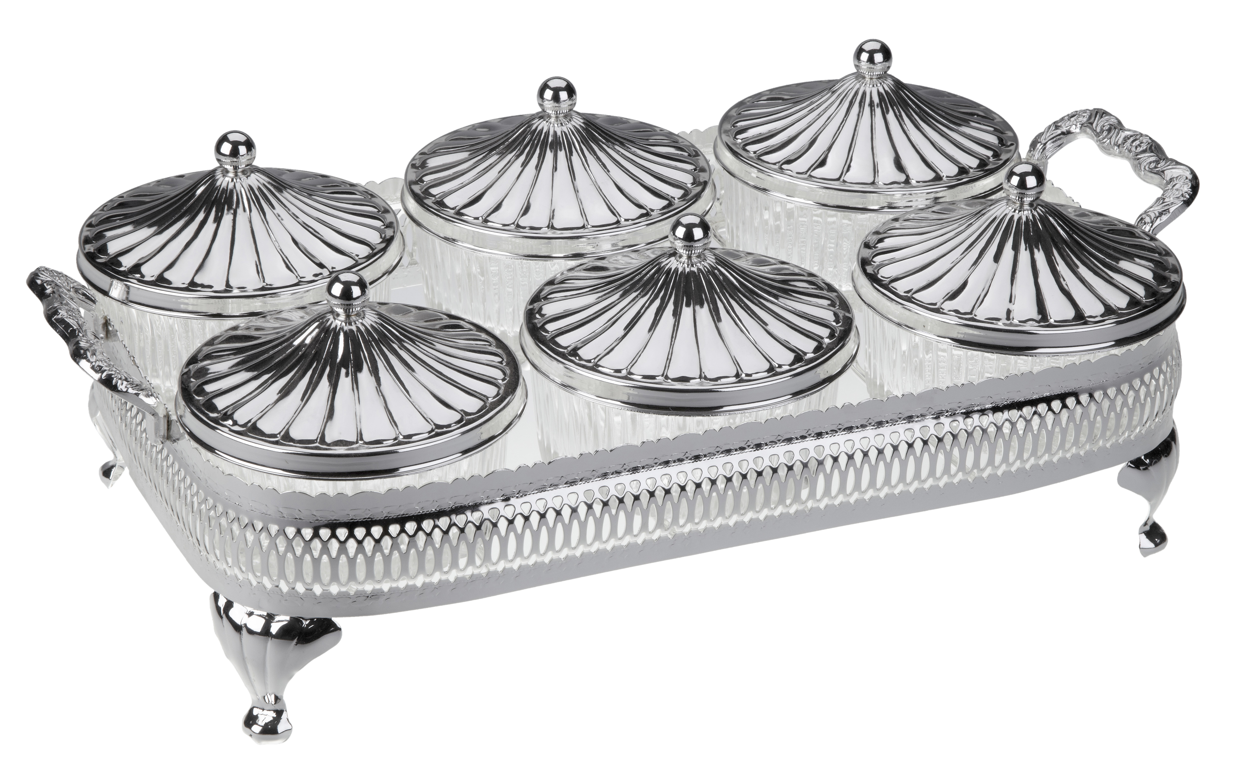 Corbell Silver Company Queen Anne 6 Piece Round Cruet Set