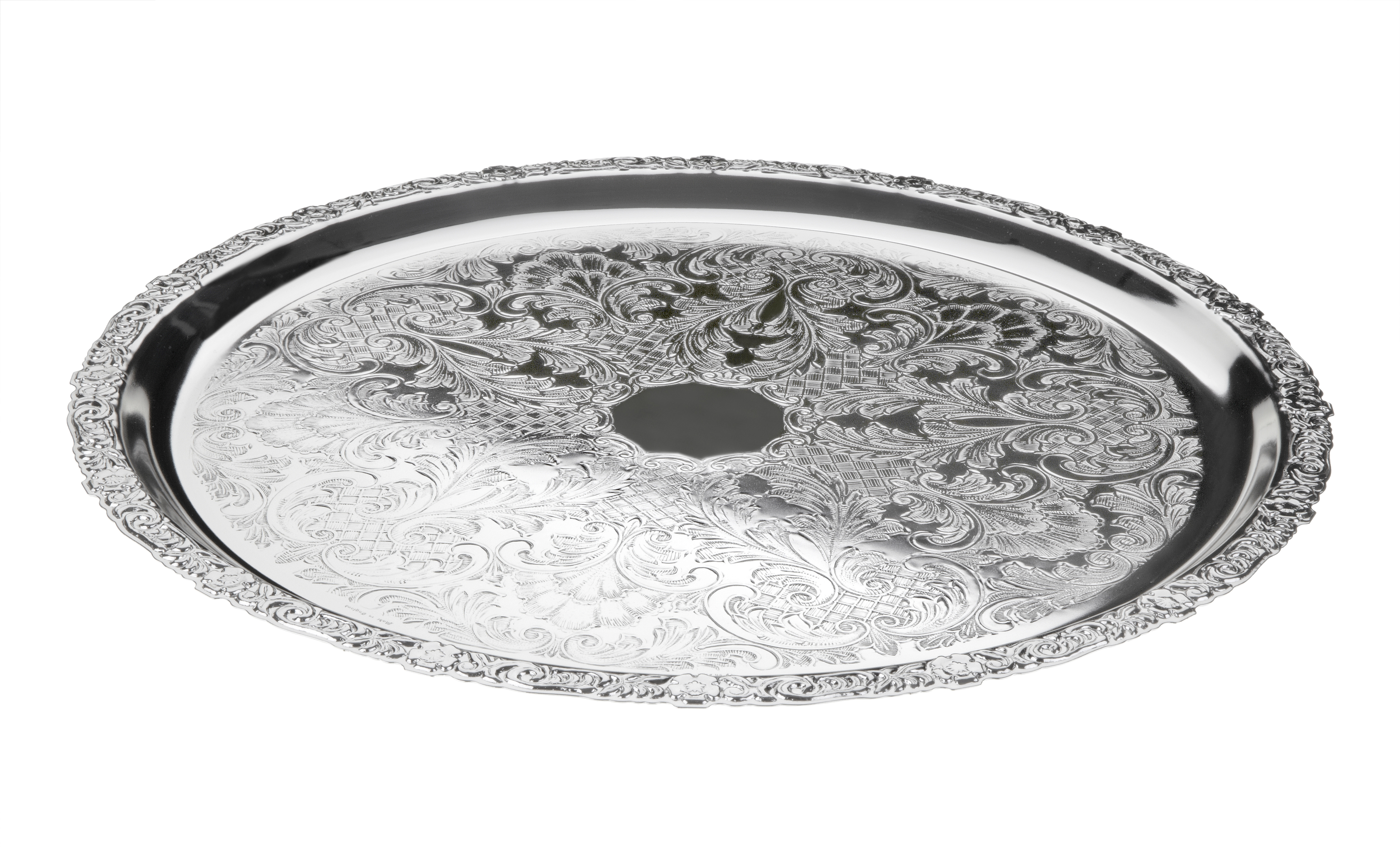 Large round on sale silver tray