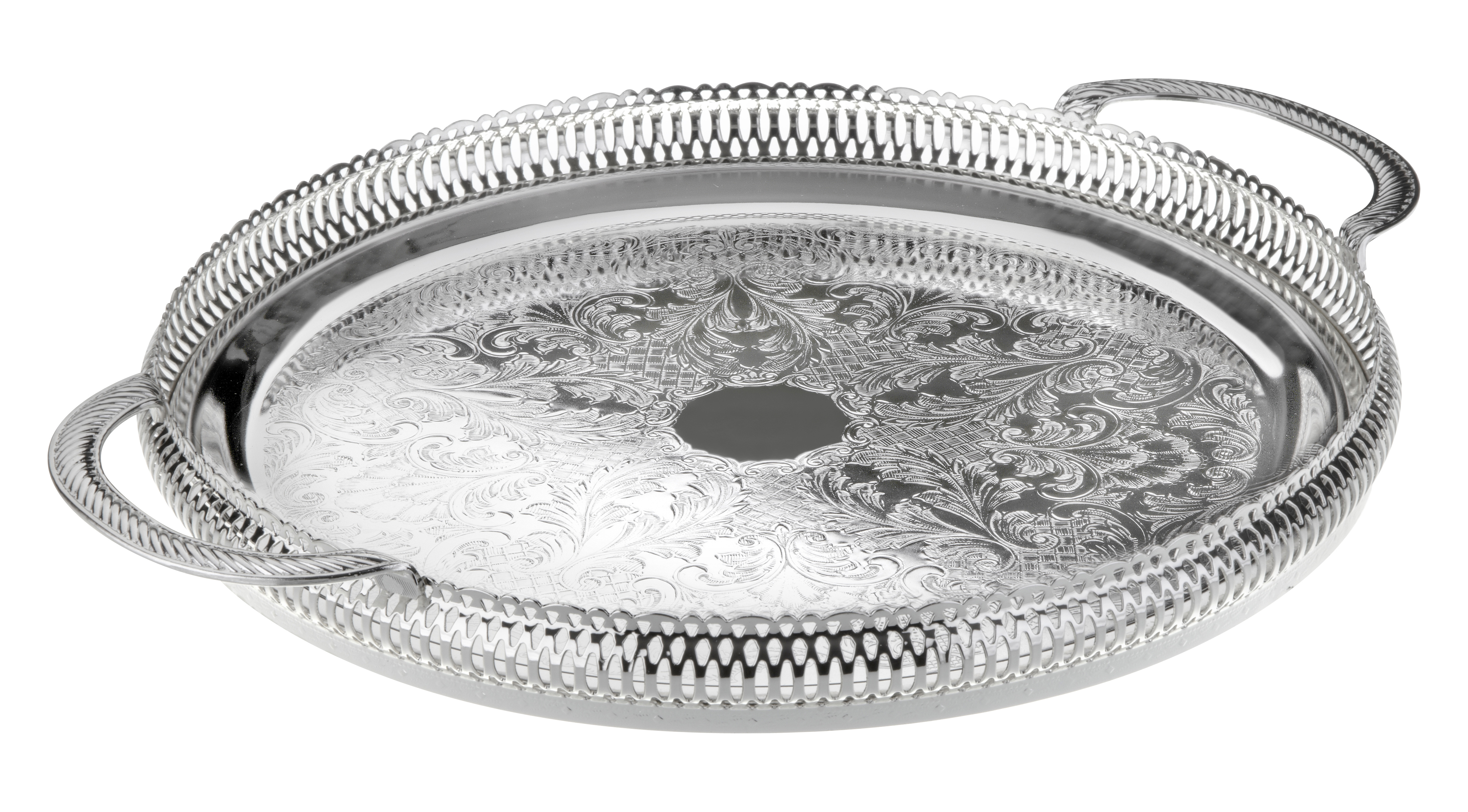 Queen Anne Tray - Silver Plated Metal - 62.5 x 34.5 cm - 26000268