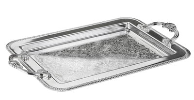 Queen Anne Tray - Silver Plated Metal - 62.5 x 34.5 cm - 26000268