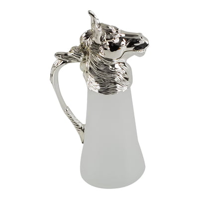 Crystal Glass Diamond Cut & Silverplated Top Lid, Handle Claret Jug Ewer  Decanter Wine Pitcher Circa 1930s-1940s Barware Heavy 