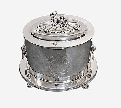 Oval Frosted Glass/Silver Plated Biscuit Box c.1870. SKU #: ANT2203.