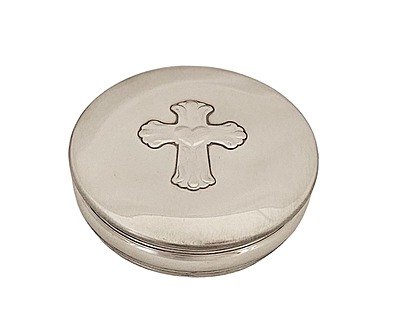 Cross Hinged 3.5""Pewter Box. SKU #: EB14709/90.