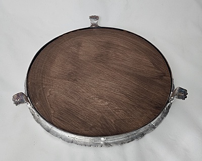 Mirror Plateau 15" Floral Border with Lion Paw Feet English Silver Plate. SKU #:C1605.