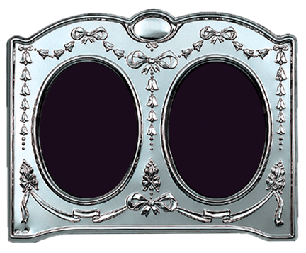 Sterling Silver Double Oval Frames with Velvet Back 1.2 x 2