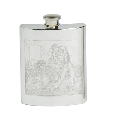 English Pewter Hammered Flask 8 oz. Vintage made in Sheffield