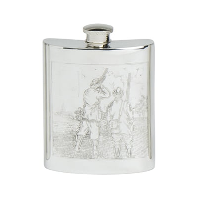 Fish Scene Pewter Hip Flask 6oz