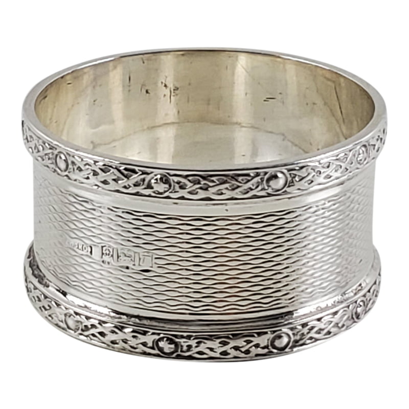 Engin Turned /Celtic Napkin Ring English Sterling Birmingham 1968