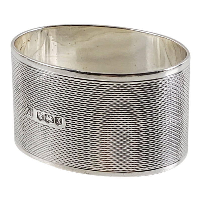 Oval Engine Turned Napkin Ring English Sterling Sheffield 1940 Oval Engine Turned Napkin Ring English Sterling Sheffield 1940