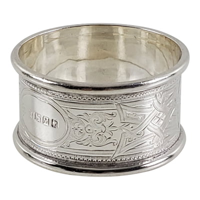 Engraved Napkin Ring English Sterling Sheffield 1879