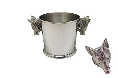 Pewter Medium Size Ice Bucket with Large Fox Head Handles (COMING NOVEMBER 15TH)