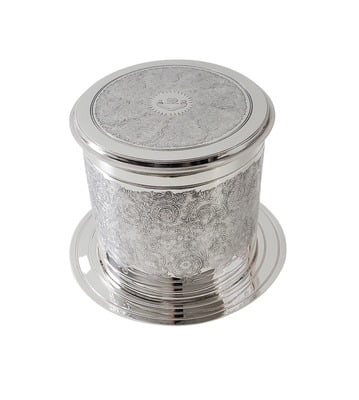 Vintage Embossed Silver Cookie Biscuit Tin - Round