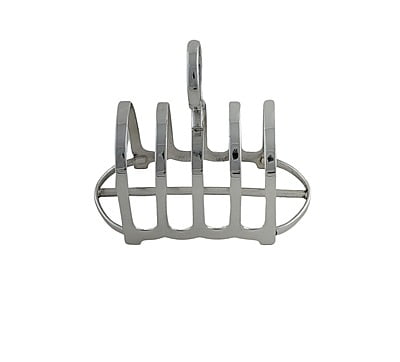 Toast Rack Hotel Silver 5 Bar  with Oval Base English Silver Plate c.1980