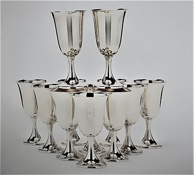 Set/12 American Sterling Goblets c.1950