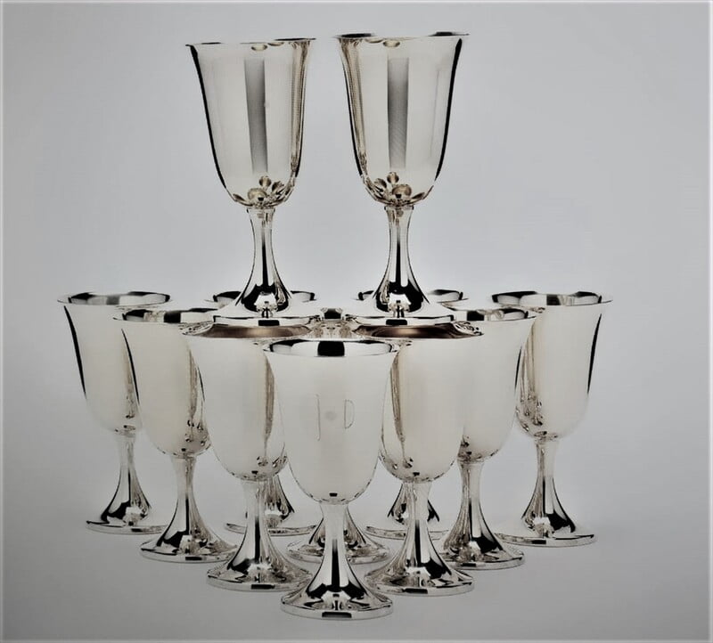 Set/12 American Sterling Goblets c.1950
