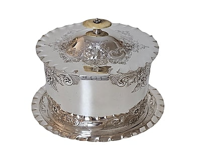 Biscuit Box, Oval Embossed English Silver Plate c.1880.SKU:ANT3969