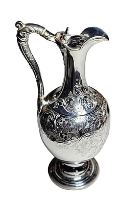 Engraved Wine Jug 12"h English Silver Plate c.1860. SKU #: ANT5482.