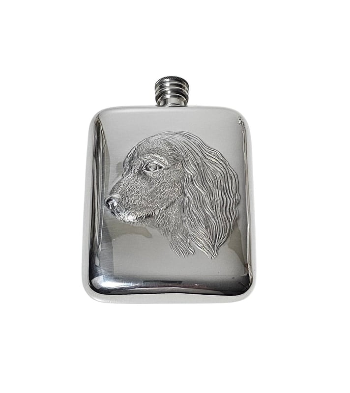Spaniel English Pewter 6oz Flask. SKU #: C1047. Spaniel English Pewter 6oz Flask. SKU #: C1047.