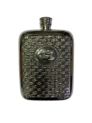 Fly Fishing Hook English Pewter 6oz Flask Fly Fishing Hook English Pewter 6oz Flask