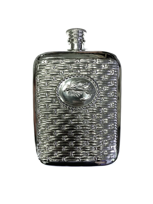 Fly Fishing Hook English Pewter 6oz Flask Fly Fishing Hook English Pewter 6oz Flask