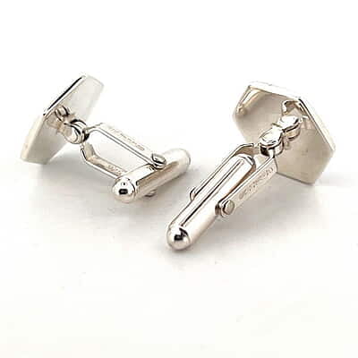 Cufflinks Mother of Pearl & Black Onyx Hexagonal Swivel Design English Sterling Silver. SKU #: CU380.