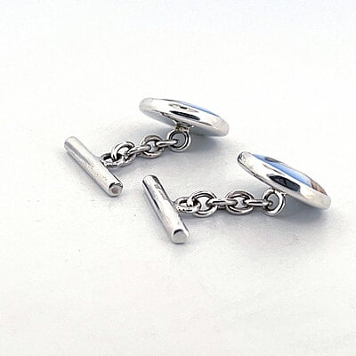 Cufflinks Enamel Horse Head Chain Link Design English Sterling Silver. SKU #: CU458.