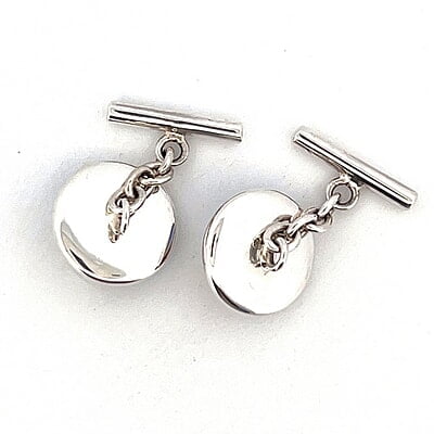 Cufflinks Enamel Horse Head Chain Link Design English Sterling Silver. SKU #: CU458.