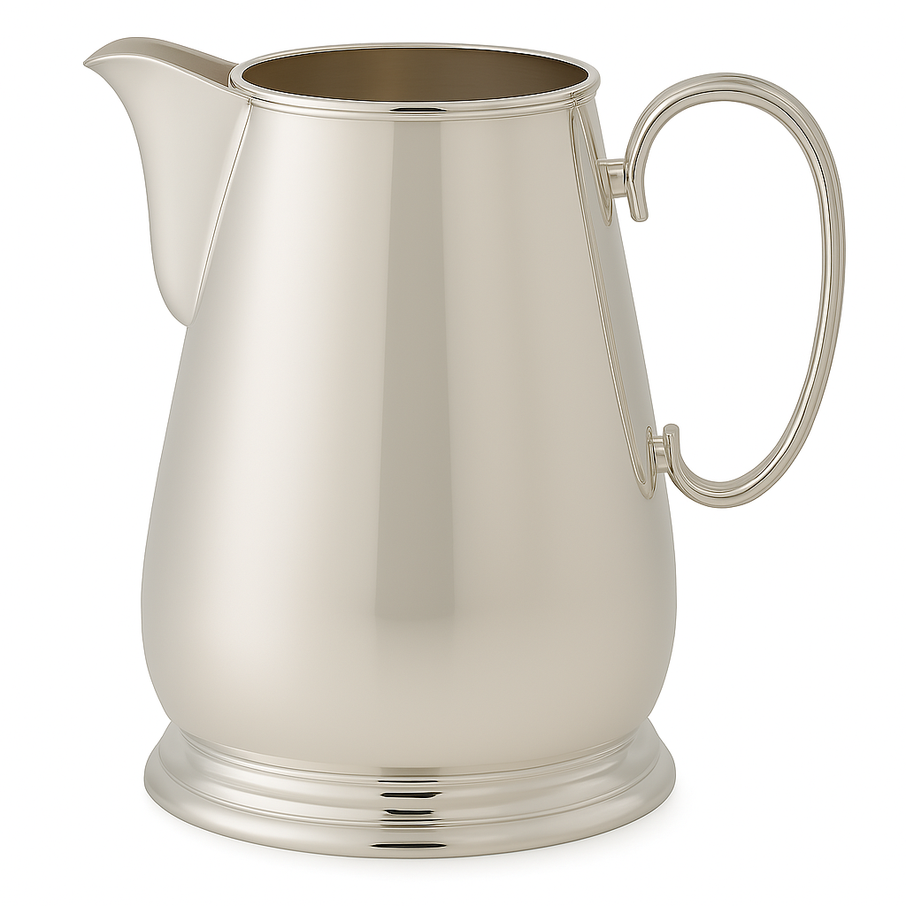 Highest Quality Hotel Silver Water Pitcher 8"h  English Silver Plate. SKU #: HOT516.