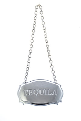 Decanter Label Chippendale Design Tequila Silver Plate