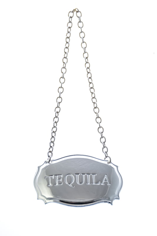 Decanter Label Chippendale Design Tequila Silver Plate Decanter Label Chippendale Design Tequila Silver Plate