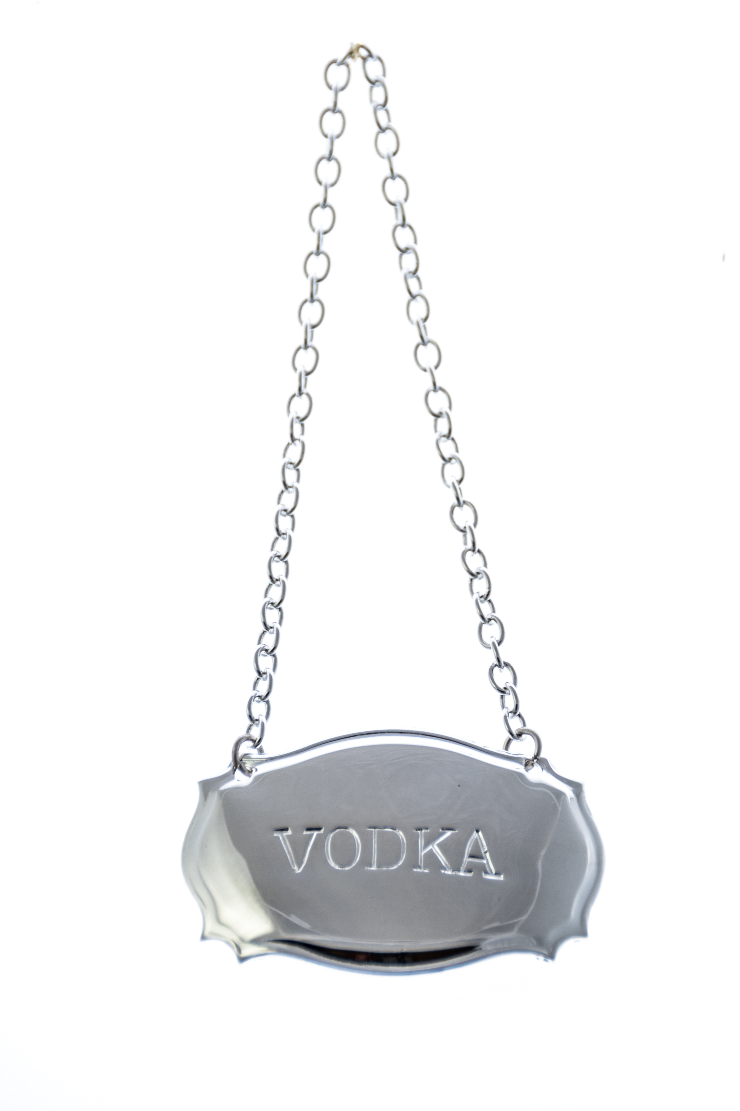 Decanter Label Chippendale Design Vodka Silver Plate