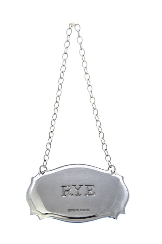 Decanter Label Chippendale Design RYE Sterling Decanter Label Chippendale Design RYE Sterling