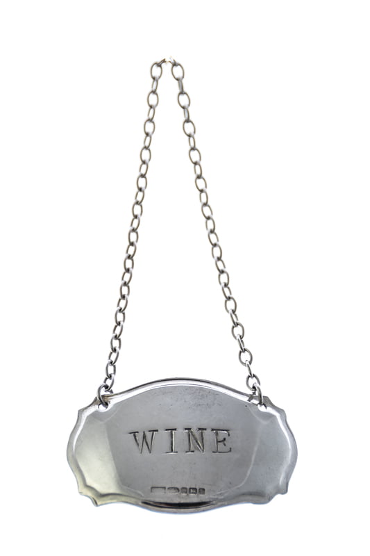 Decanter Label Chippendale Design WINE Sterling