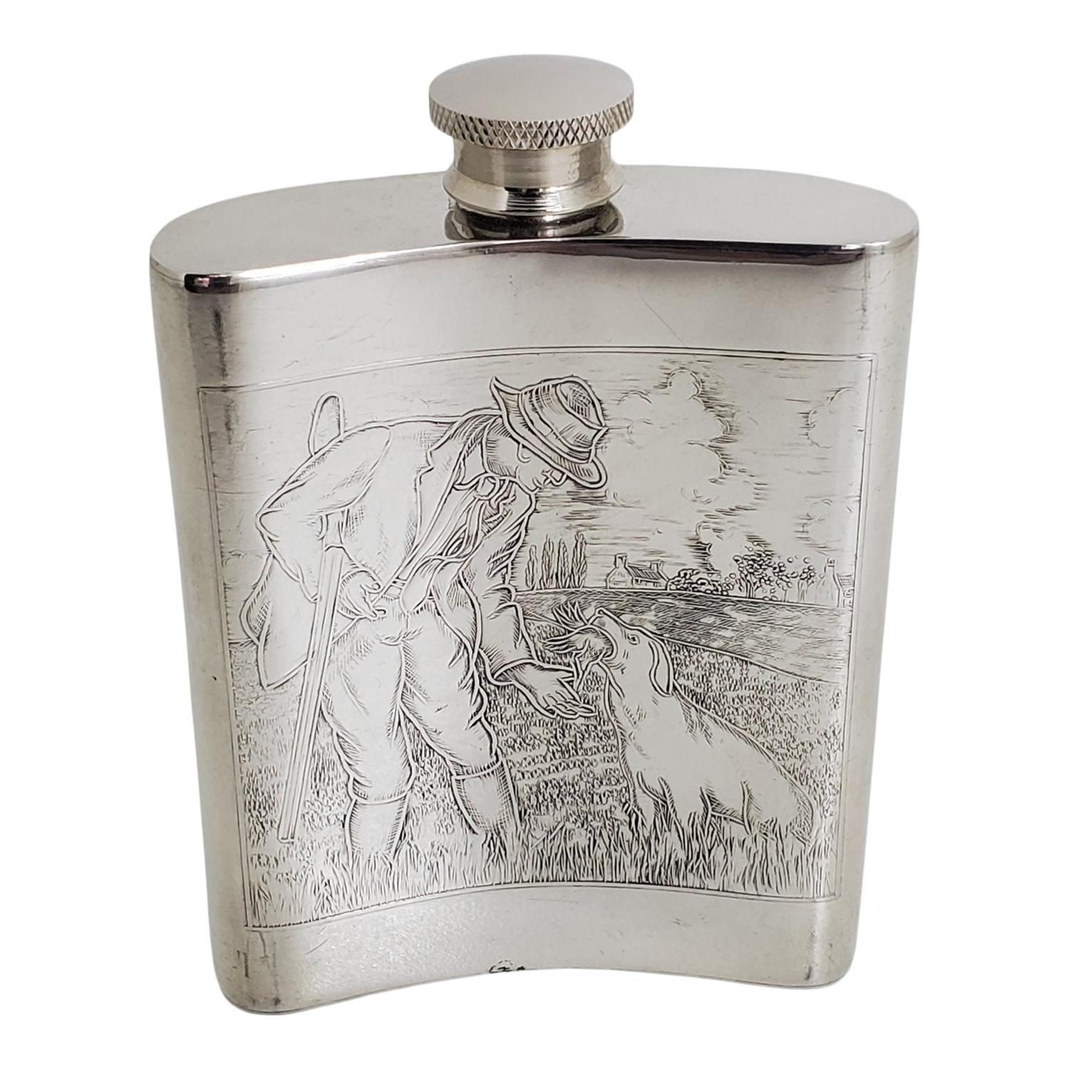 Flask Hunting Scene English Pewter. SKU #: EB32200.