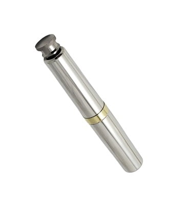 English Pewter Flask with Brass Rim English Pewter Flask with Brass Rim