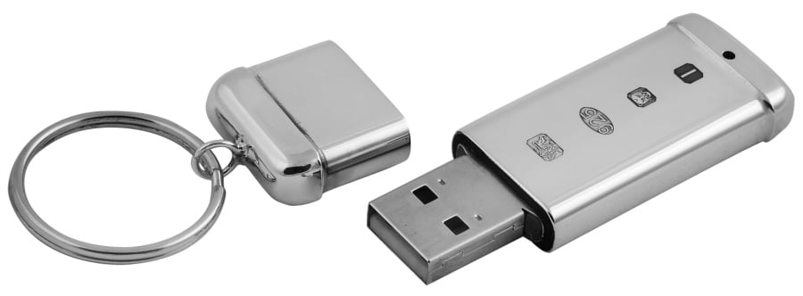 8GB USB Keyring Sterling Silver. SKU #: GT2246.