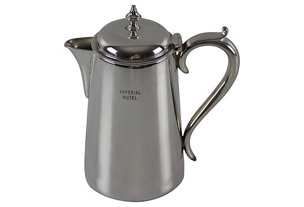 X-Large Hotel Silver Plain Long Spout Tea Pot c.1960