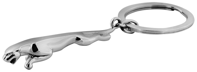 Key Ring Panther Design with Steel Key Ring Fitting English Sterling Silver 2 3/8" Key Ring Panther Design with Steel Key Ring Fitting English Sterling Silver 2 3/8"