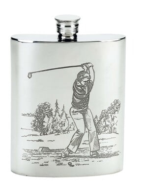 6oz Stainless Steel Hip Flask With Pewter Fishing Trout Emblem -  UK-englishpewter